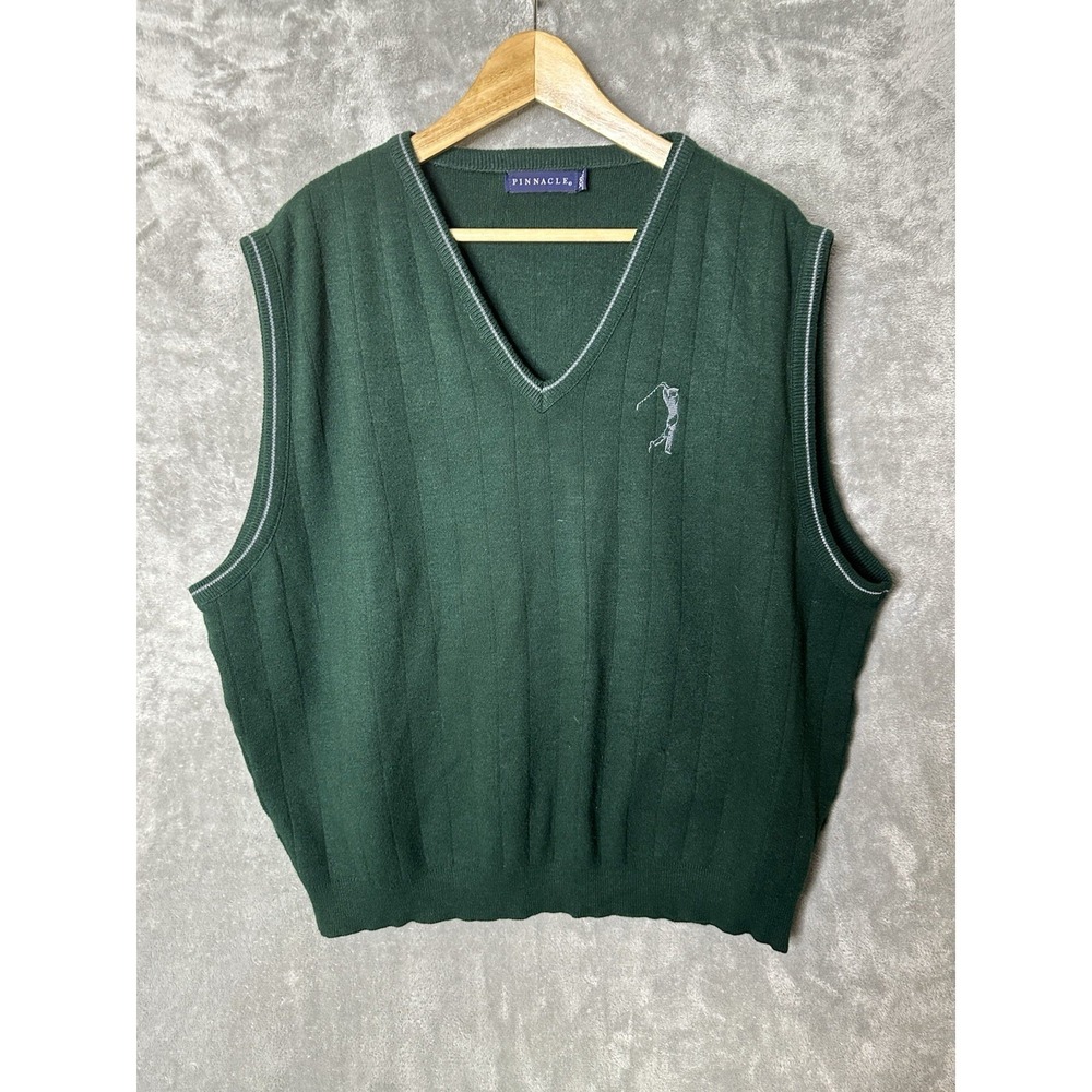 Vintage Pinnacle Sweater Mens‎ XXL Vest Green Golf 70s 80s Made in USA
